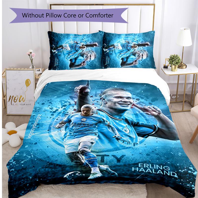 Set Biancheria da Letto 3 Pezzi con Stampa Modello Erling Haaland Morbido Delicato sulla Pelle Lavabile Copripiumino e Federe Set Stagione Unica Camera da Letto