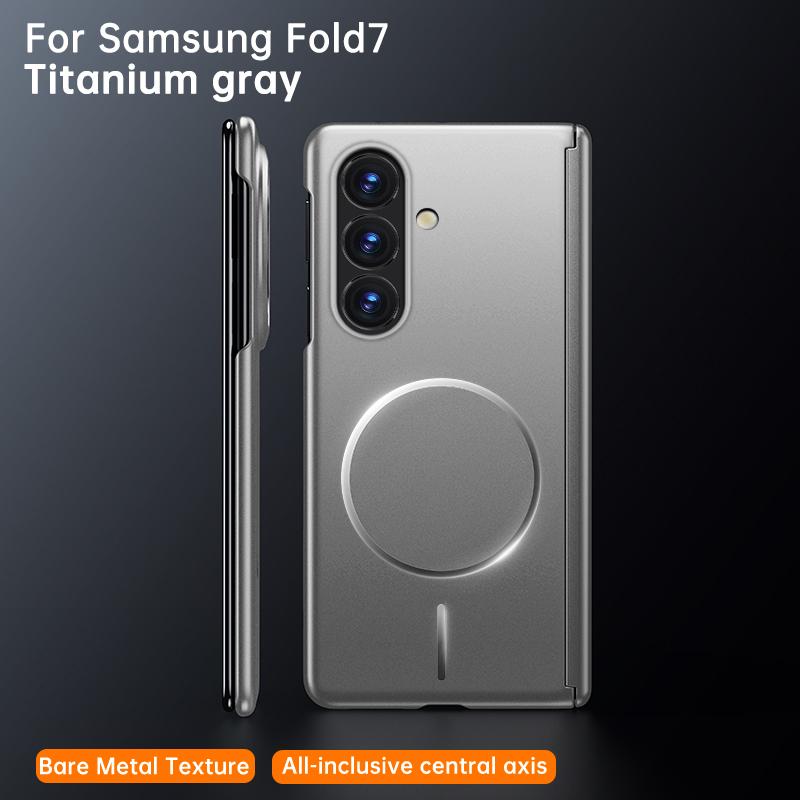 Luxury Metallic Paint Magnetic Phone Case for Samsung Galaxy Z Fold 7 6 5 4 ZFold7 ZFold6 for Magsafe Hinge Protective Cover