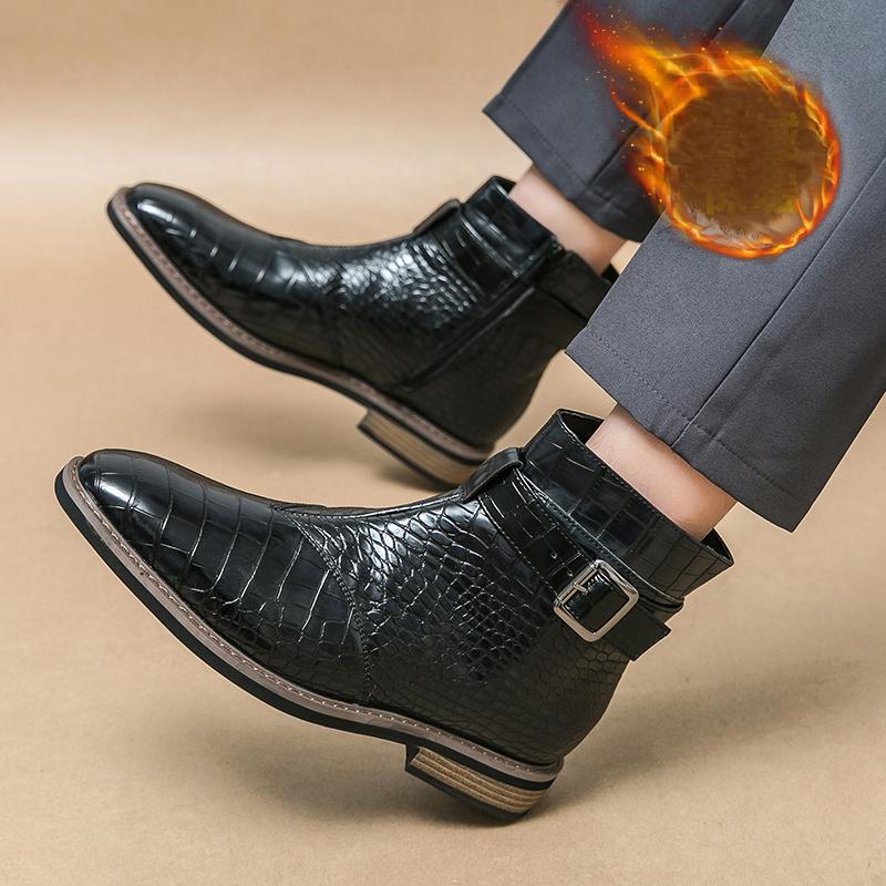 Men’s Winter Warm Chelsea Boots Motorcycle Boots Retro Dress Tuxedo Wedding Men Ankle Boots Plus Size