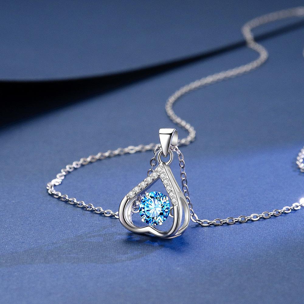 Heart-shaped Smart Diamond Necklace Female Ins Design Feeling Beating Heart Pendant Collarbone Chain for Girlfriend