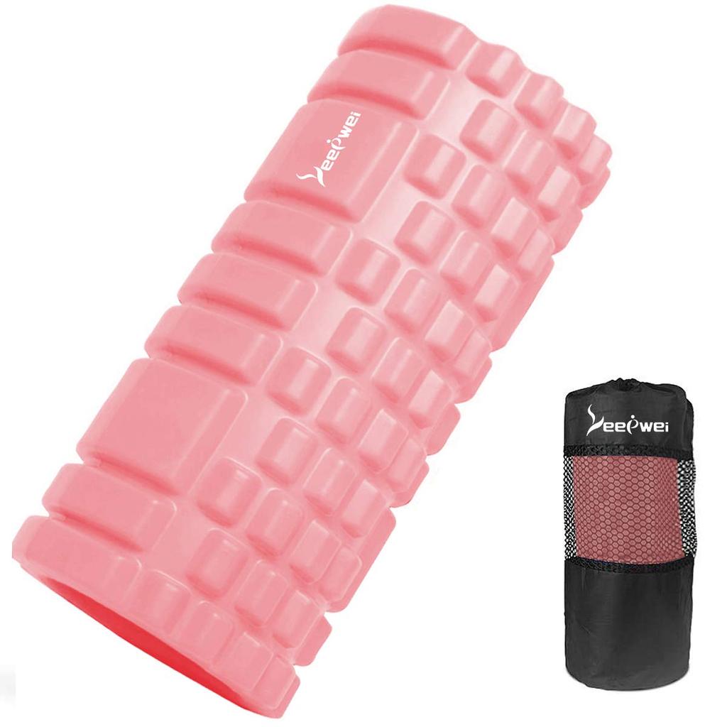LEEPWEI Foam Roller Myofascial Release Grid Foam Roller Yoga Pole Training Sports Fitness Stretching Equipment Storage Bag