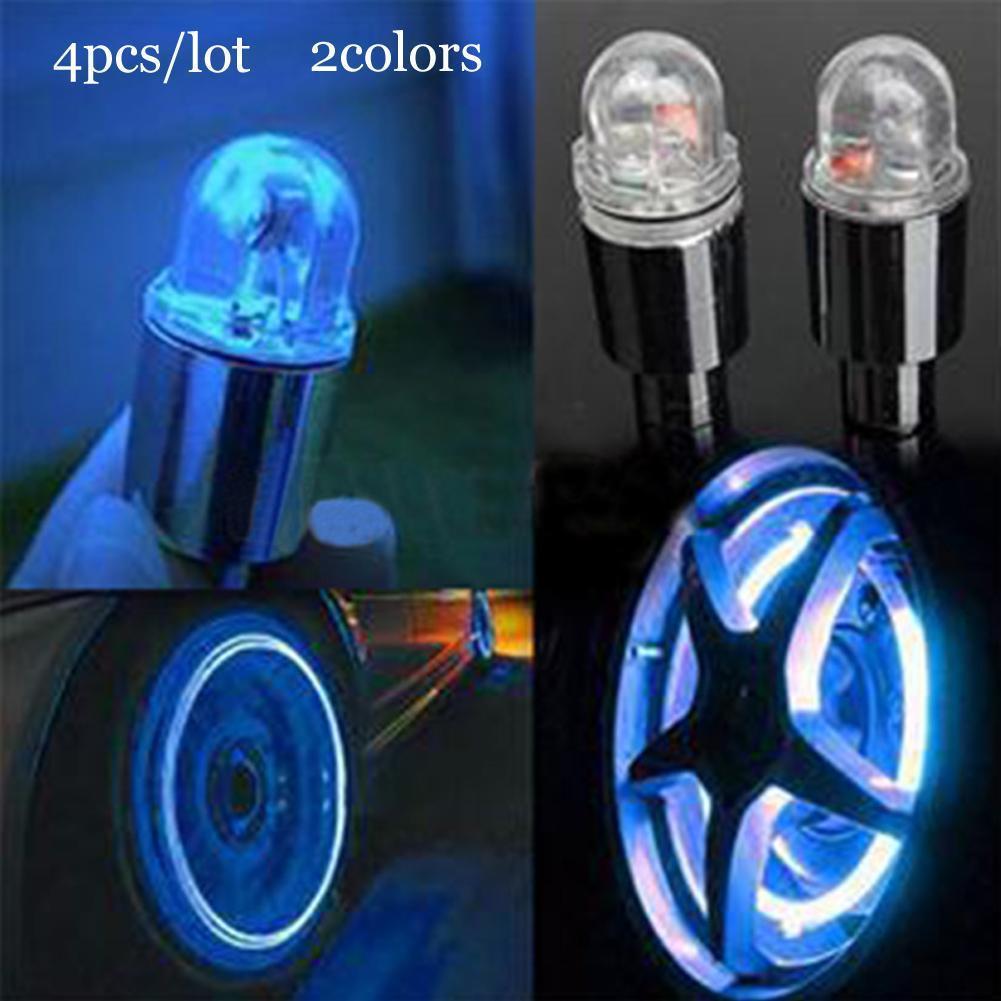 2pcs Bicycle Wheel Tire Valve Stem Cap Neon LED skull Lights Lamp Four Color