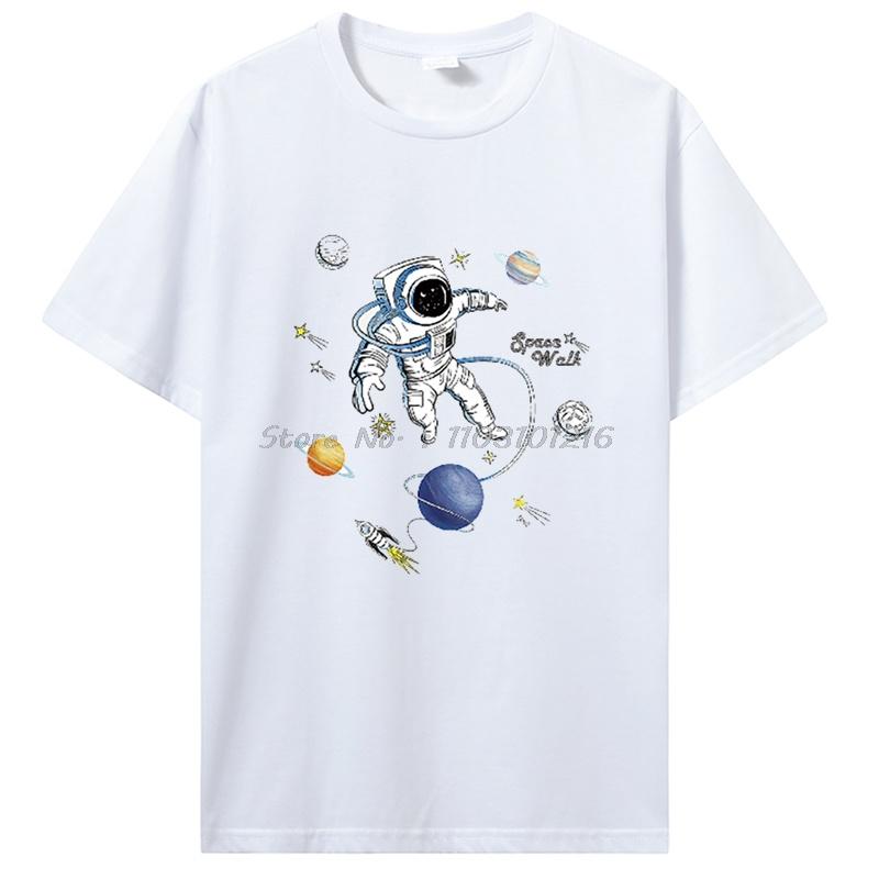 Space Astronaut T-shirt Men's Oversized Tshirt Casual Printed Tops Cotton Short Sleeve Space Series T Shirt Unisex Streetwear