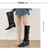 Black retro thick heel pointed boots women's 2025 new autumn punk style thin but knee trousers boots