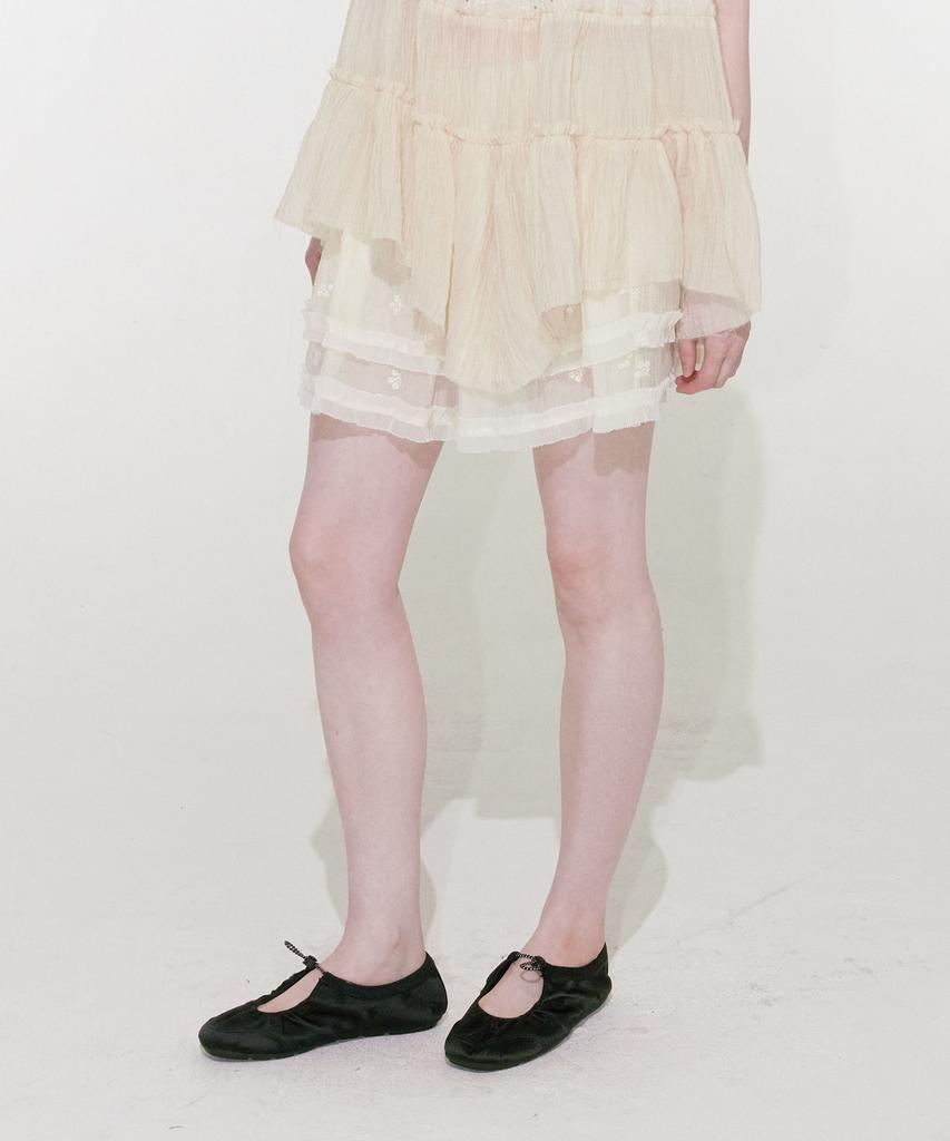 Lulu Seoul Double Chiffon Layered Skirt (Ivory)