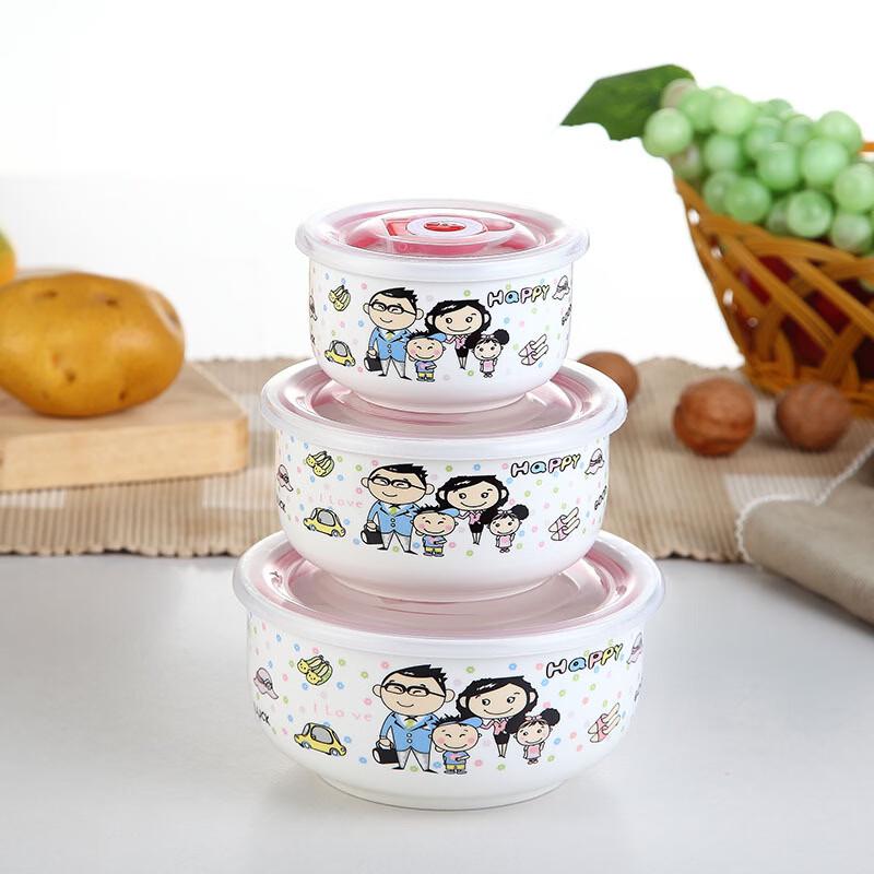 ZISIZ Happy Family Enamel Microwave Lunch Bowls (Set of 2)