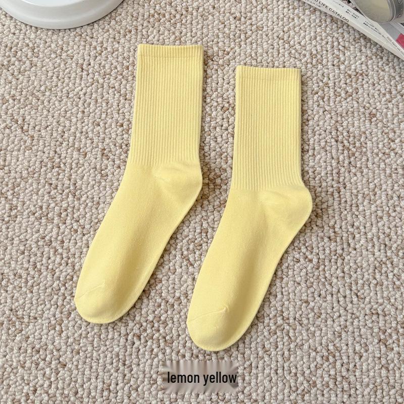 Bunte Damen Kniehohe Candy Color Scrunch Socken - Trendy, Ganzjährig, Mittelhoher Schaft, Einfache Tanz Baumwollsocken