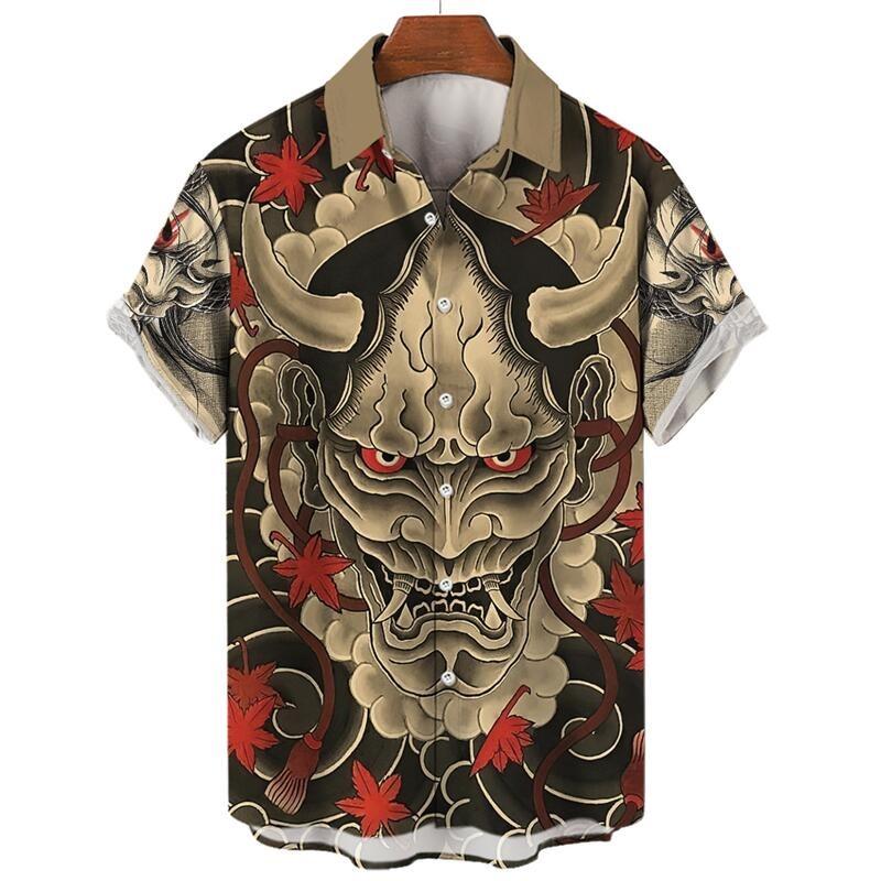 Men's Fashion Trends Harajuku Casual Short Sleeve Social Vintage Hawaiian Shirt Dragon Holiday Gifts Beach Y2k Cartoon Clothing