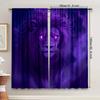 Set Of 2 Curtains Featuring Dark Purple Lion Patterns Flowing Mist Glowing Eyes Showcasing Unique Fantasy Curtain Blackout Polyester
