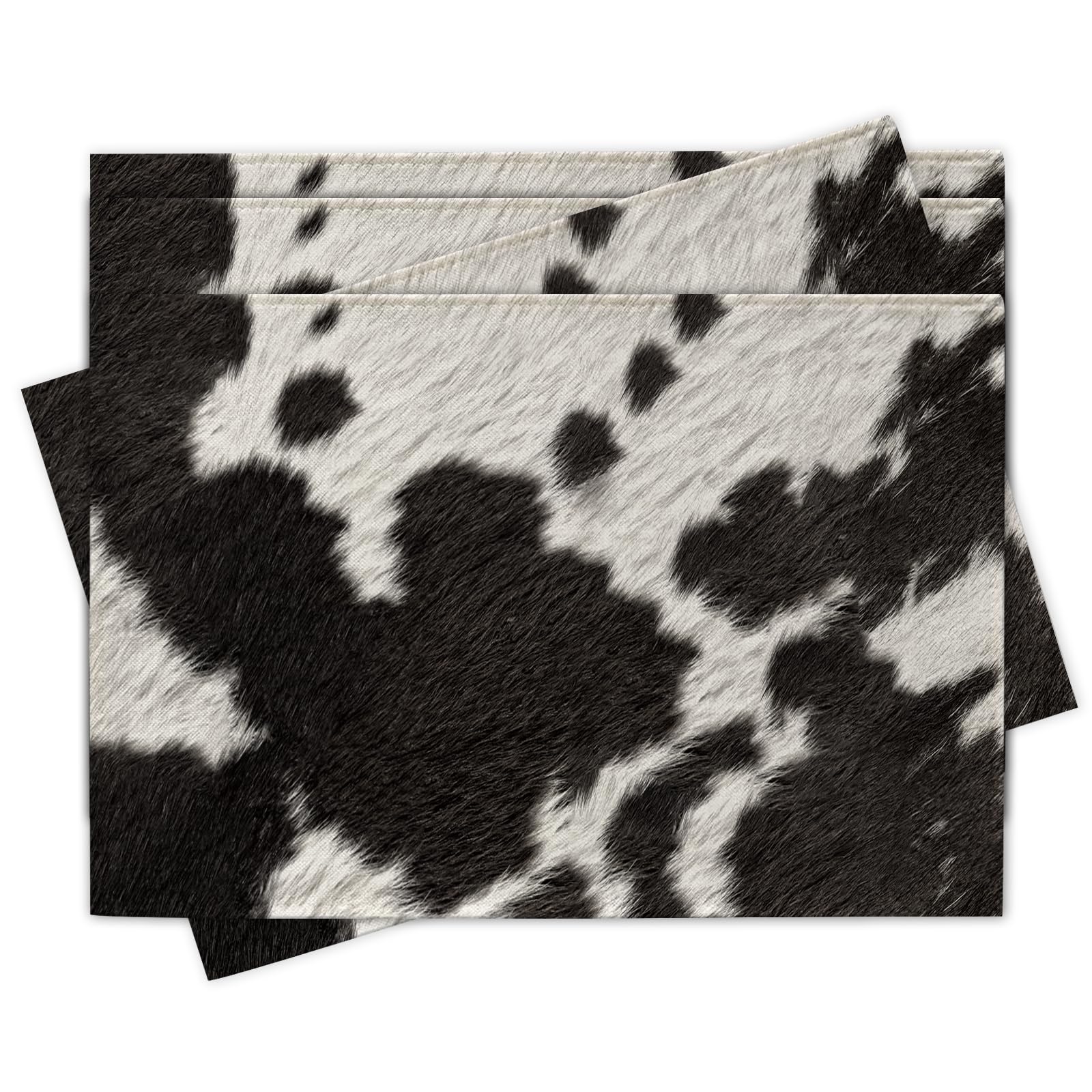 

Cow Print Placemats Set of 4, Brown Western Cottage Country Animal Texture Dining Place Mats Table Decor, Rustic Farmhouse Home Kitchen Decoration 12 4Pcs-12 X18