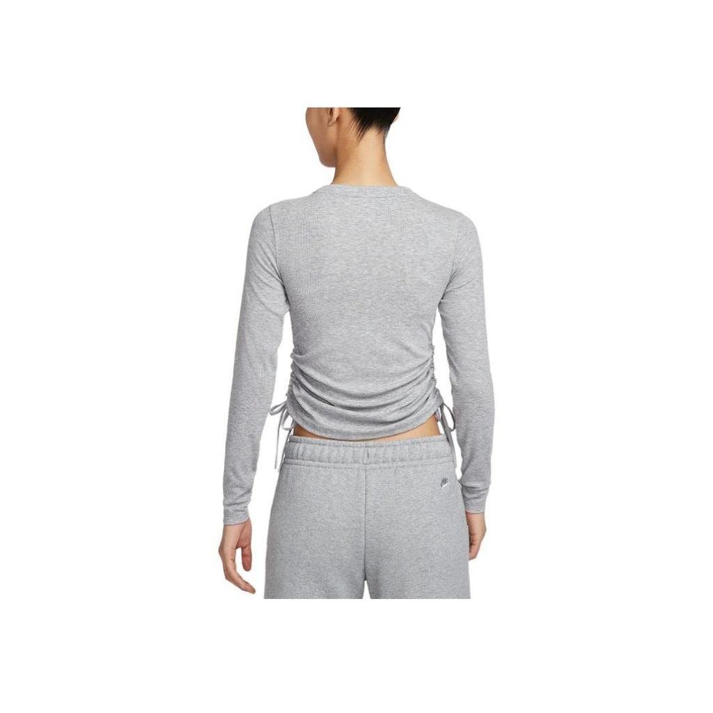 Nike Sportbekleidung Gerippter Pullover Mode Kurzarm T-Shirt Damen Tops Dunkelgrau Mischfarbe HV8728063