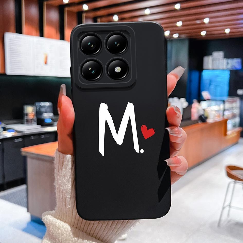 Custodia Per Xiaomi 14T 14 15 12 12S 12T 12X Pro Ultra Lite Cover Posteriore Carina Cuore d'Amore Modello Lettera Silicone Morbido Anti Caduta Protettiva Per Xiaomi Capa