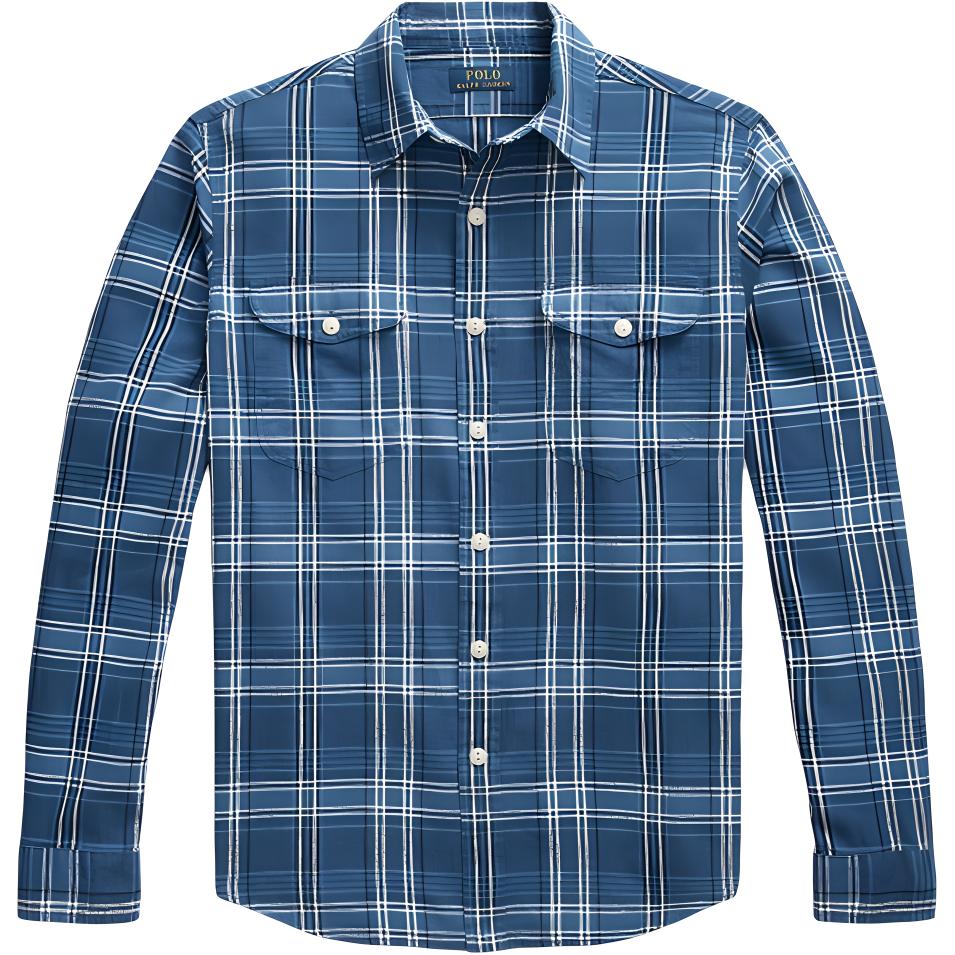 Polo Ralph Lauren Ss24 Plaid Point Collar Single Breasted Long Sleeve Shirt Men Shirts Blue MNPOWOV16823633-400