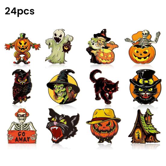 Halloween Wood Ornament For Tree Vintage Hanging Decoration Pumpkin Witch Black Cat