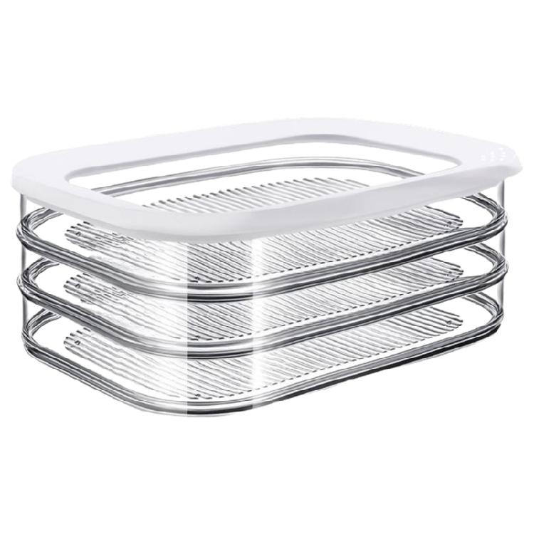 Kühlschrankgeeigneter Kunststoff-Lebensmittelaufbewahrungsbehälter mit auslaufsicherem Deckel Spülmaschinenfest Transparente Küchen-Organizer-Box