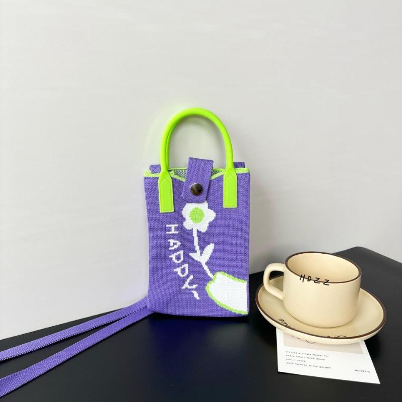 Mobile phone bag flower knitted bag niche versatile shoulder messenger bag trendy tote bag flower knitting
