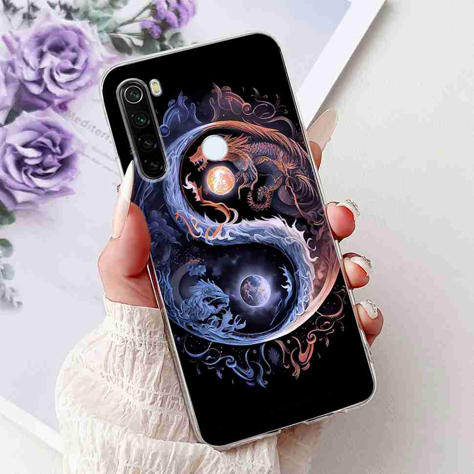 For Xiaomi Redmi Note 8 Case Vintage Dragon Luxury Flower Soft Silicone TPU Cover For Redmi Note8 Note 8T Phone Cases Shockproof