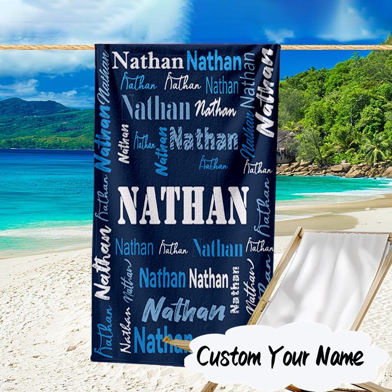 Personalisierter Name Dein Name Kunst Design Mikrofaser Strandtuch Super Weich & Saugfähig für Bad, Strand, Reisen Badezeit Zubehör, Fan Geschenke