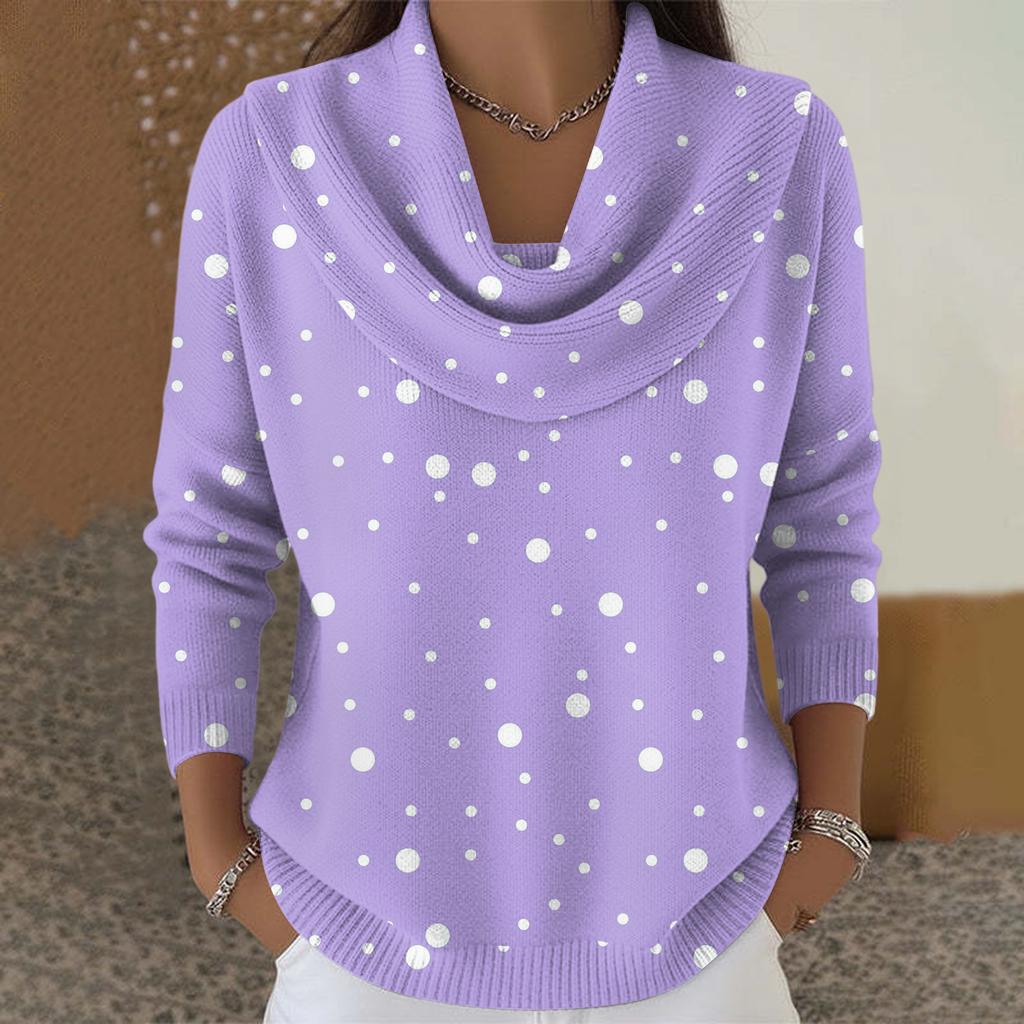 Women's Casual And Fashionable Round Neck Long Sleeved Printed Top Sweater