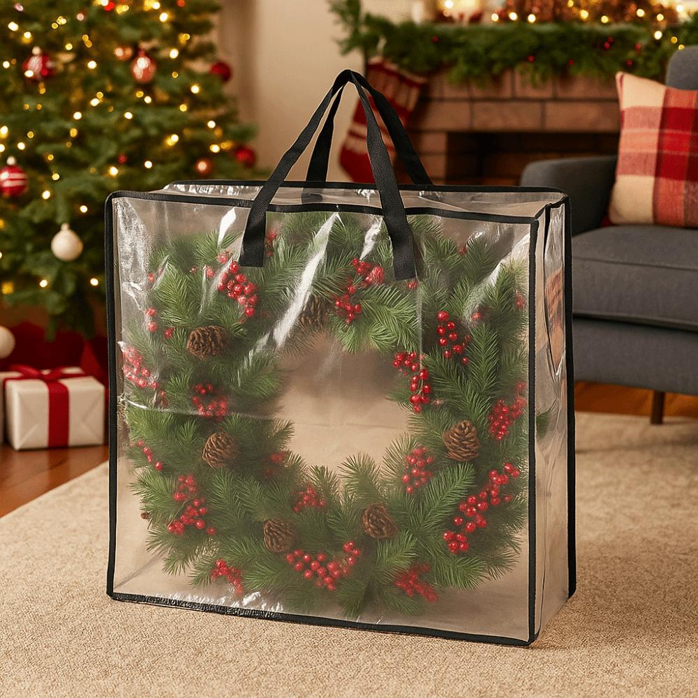 Large Capacity Christmas Wreath Storage Bag Dustproof Waterproof Christmas Garland Packing Bags with Handle and Zipper Foldable