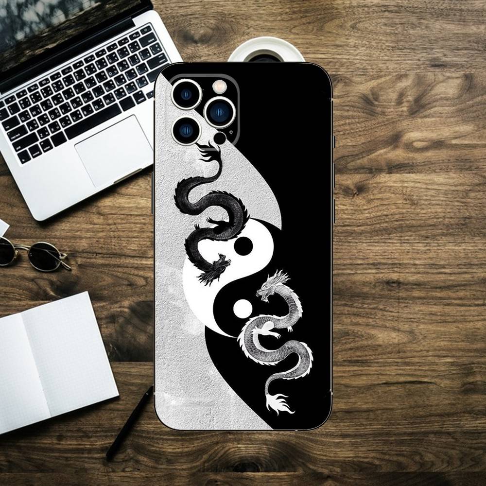 

Японский Арт Дракон Инь Ян Чехол для Телефона Для iPhone 16,15,14,13,12,11,XS,XR,X,8,7,Pro,Max,Plus,mini Силиконовый Черный Чехол iPhone12