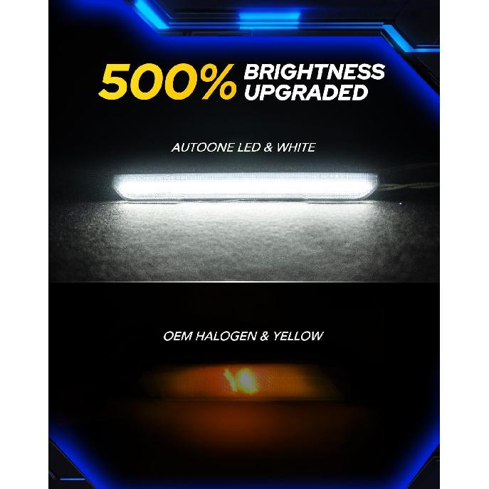 AUTOONE White LED Strip Side Marker Lights Compatible With -2025 GMC Sierra 2500HD 3500HD, Pickup Side Parking Position Lamp Front & Rear Turn Signal
