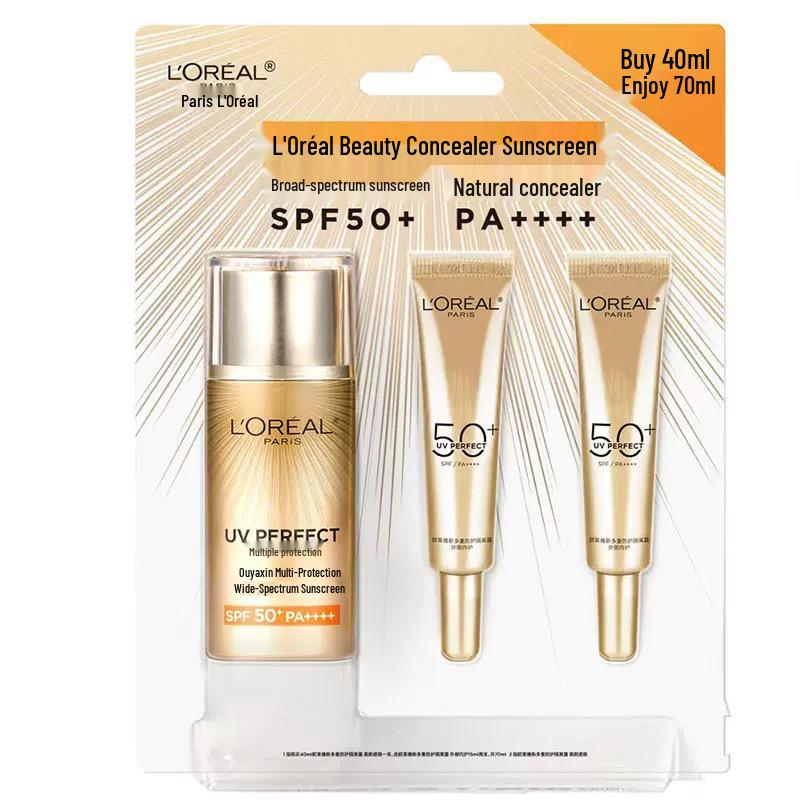 L'Oréal Multi-Protection Isolation Lotion & Beauty Concealer Gift Set for Girls - Travel, Outdoor, Daily Use Sunscreen