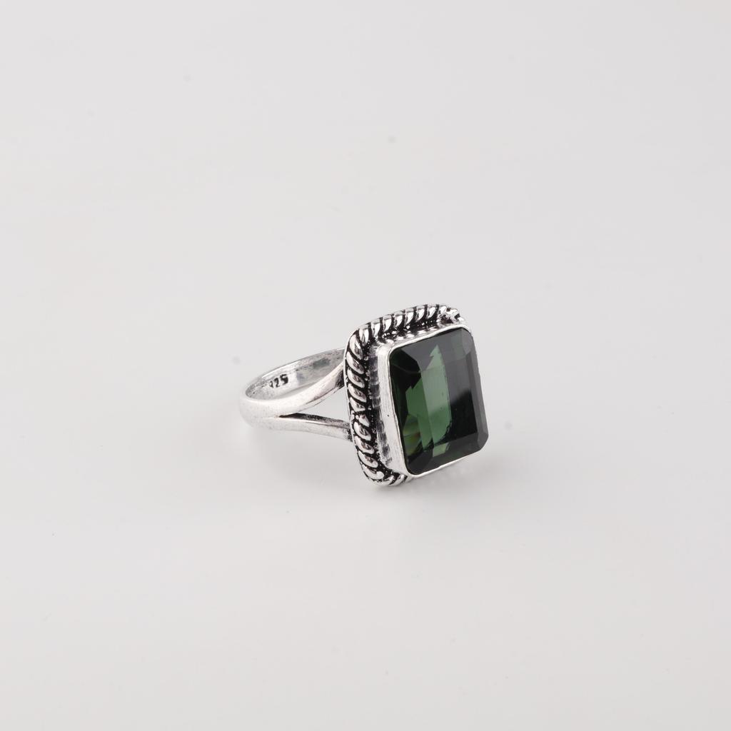 Grüner Turmal Edelstein 925 Sterling Silber Damenschmuck Handgefertigt Design Ring Geschenk für Ehefrau RR-71-17