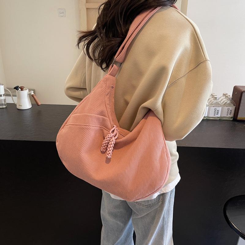 Shoulder bag casual fashion simple Korean version large capacity simple casual canvas bag casual portable solid color bag women's bag