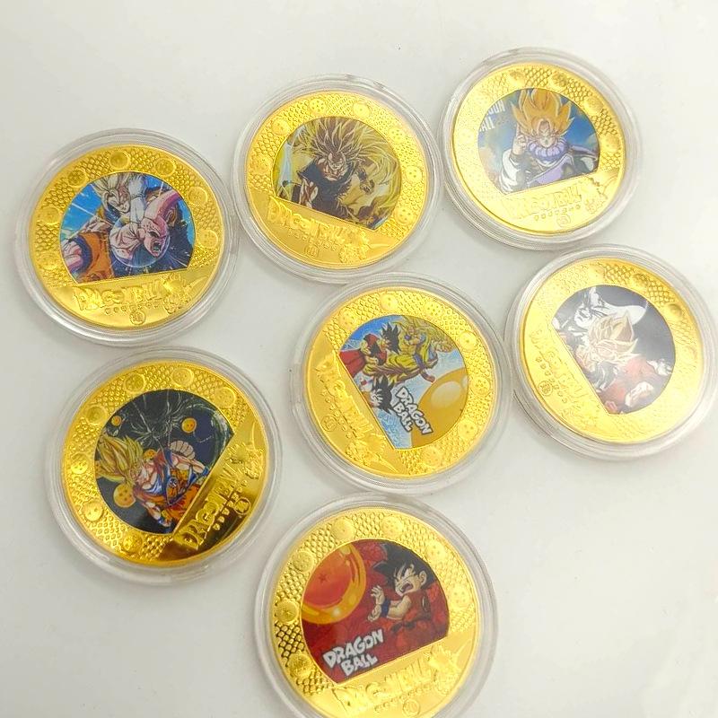 Pamětní medaile Dragon Ball, Barevná, Klasická, Anime, Zlatá mince, Kreativní malá mince, Mince Sun Wukonga, Dětská hračka, Výplň do punčoch