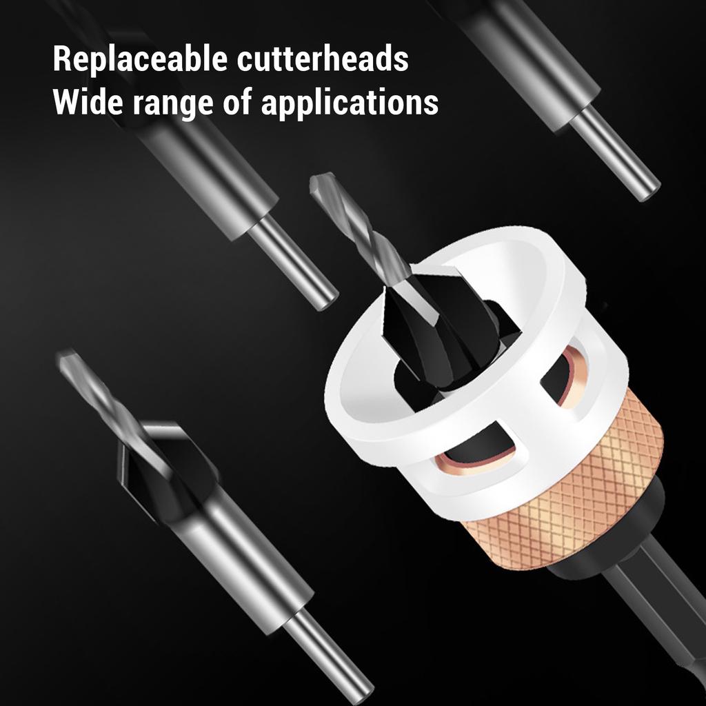 Countersink Drill Bit Set 4 Flute Aluminium Alloy Adjustable Depth Countersink Wood Drill Bit Set Countersink Wood Drill Bit Set