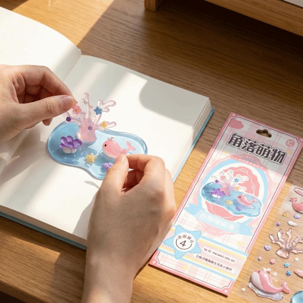 Drop Glue 3D DIY Crystal Stickers Whale Relief Ornament Stickers Cartoon Stacking Stickers  Office