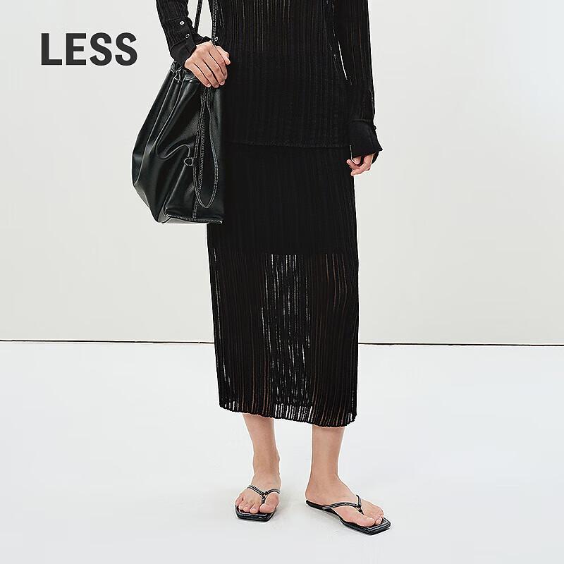 LESS 2025 Spring Cotton Spliced Straight Skirt S