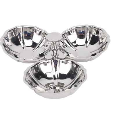 304 Stainless Steel Serving Plate 3 In 1 Fruit Bowl Snack Plate Reusable Dessert Snack Tray for Home Kitchen Party