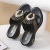 2025Retro Ladies  Summer New Platform Wedge Rhinestones Flip-flops Sandals Fashion Comfy High Thick Heel
