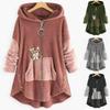 Hoodie Coat Jacket Women Hooded sweatshirt Patchwork Cat Print Zipper Thick Overcoat Streetwear Female Autumn Winter Outerwear
