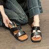 French simple temperament slope heel thick sole cover toe cool slippers women's summer wear 2025 new with skirt Roman sandals