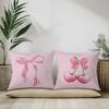 Pink Bow Cherry Pattern Printed Pillowcase, Soft and Comfortable, Sofa Cushion Cover, Suitable for All Kinds of Rooms and Places