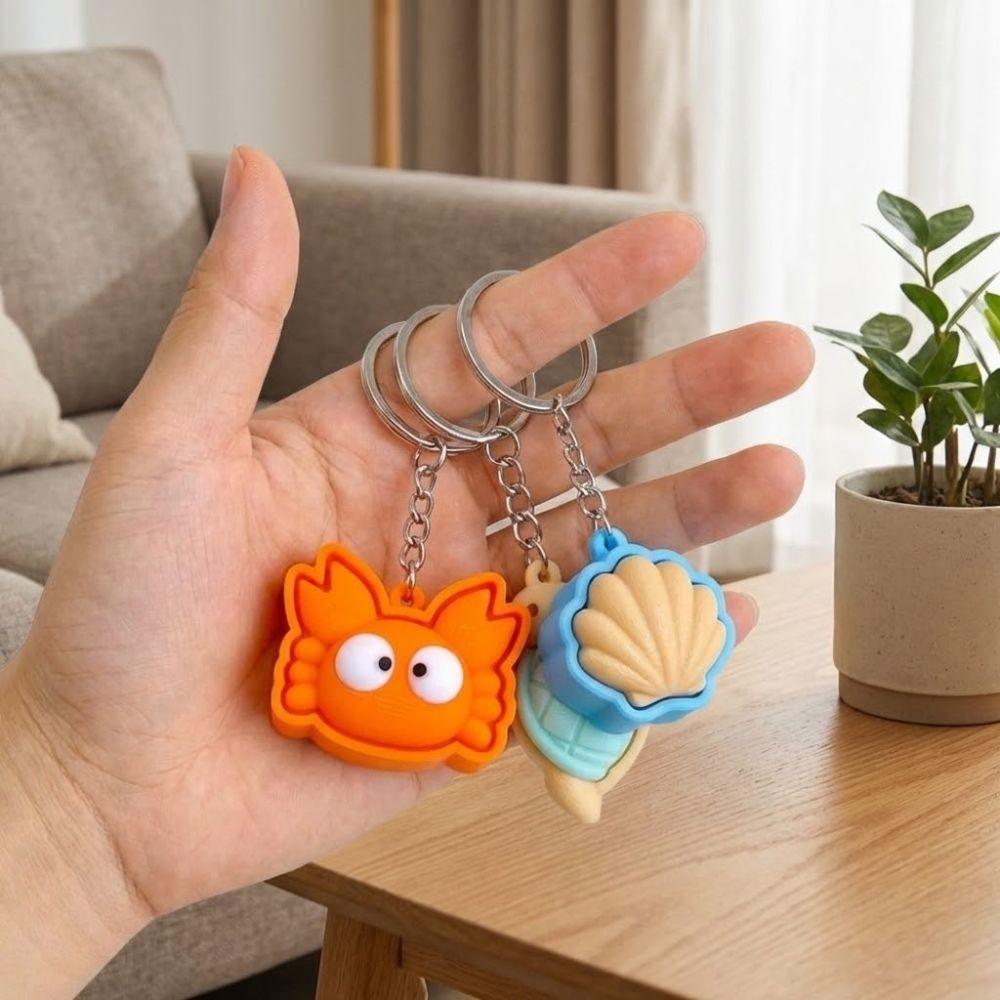 Mini Turtle Clicker Keychain Cute Animal Fidget Sensory Toy Button Clicker Keyring Venting Toys