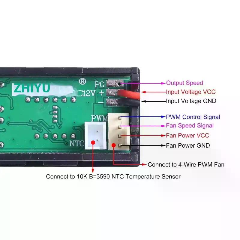1Set 12V3A Digital Display Temperature Speed Chassis Noise Reduction 4-wire PWM Fan Temperature Control Speed Controller