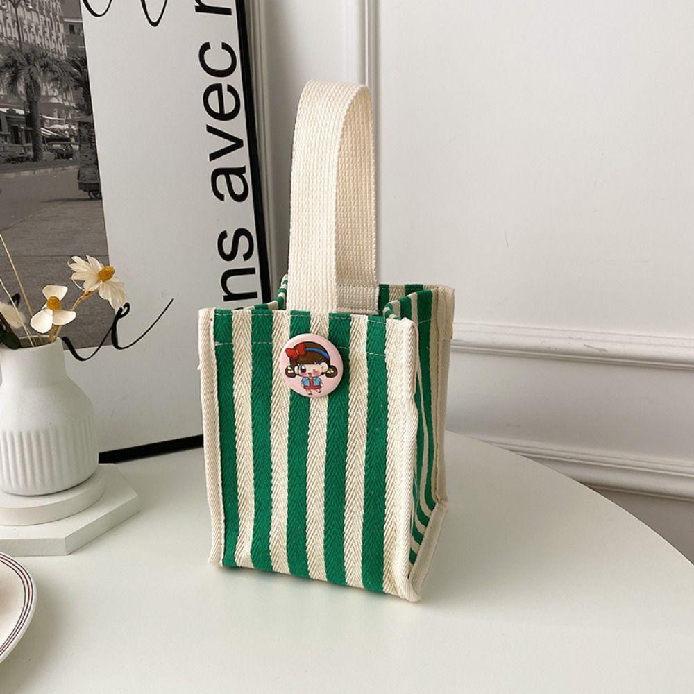 With Short Handle Messenger Bag Striped Lunch Bag Casual Purse  Picnic
