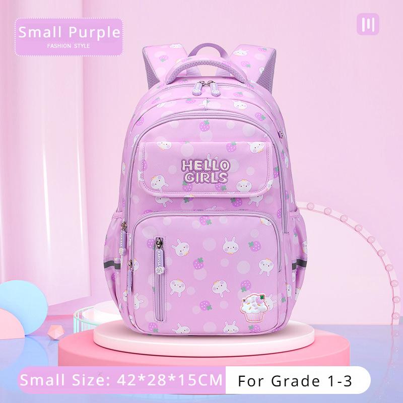 

Осенний новый милый школьный рюкзак с героями мультфильмов для девочек 1-6 классов, качественный оксфордский водонепроницаемый рюкзак, дышащий детский ранец большой вместимости S фиолетовый