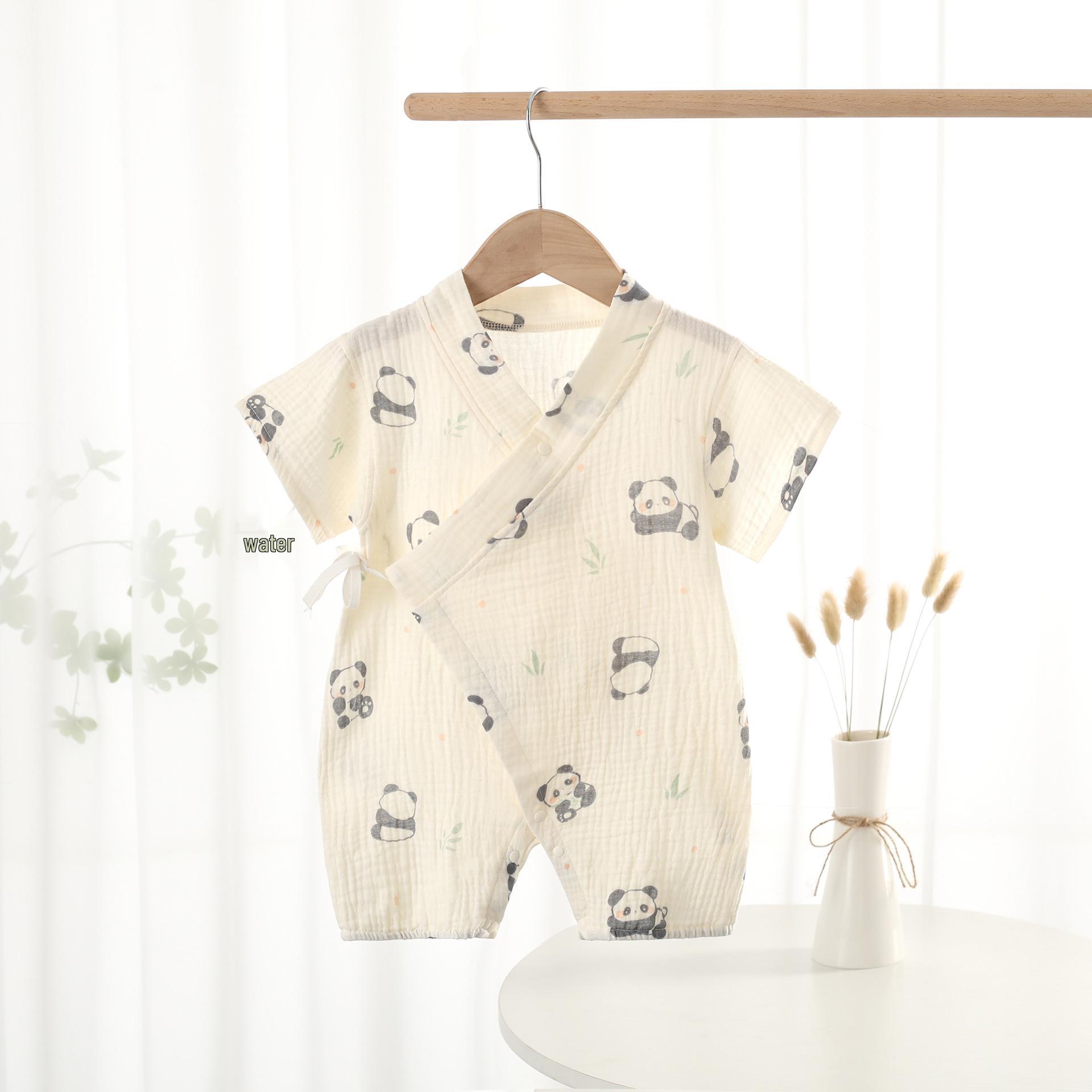 

Летний хлопковый муслиновый ромпер для младенца: Комплект для новорожденных с коротким рукавом, легкий 73CM