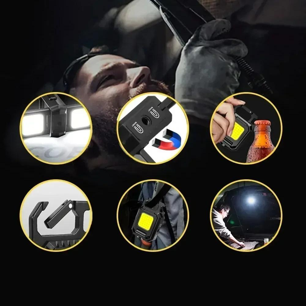 USB-wiederaufladbare COB-Arbeitsleuchten Mini-LED-Taschenlampen Wasserdichter Schlüsselanhänger Notfall-Laterne Für Outdoor-Camping