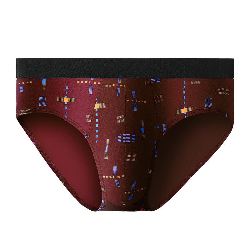 

Мужские летние дышащие хлопковые трусы - модный принт, большой размер L темно-красного