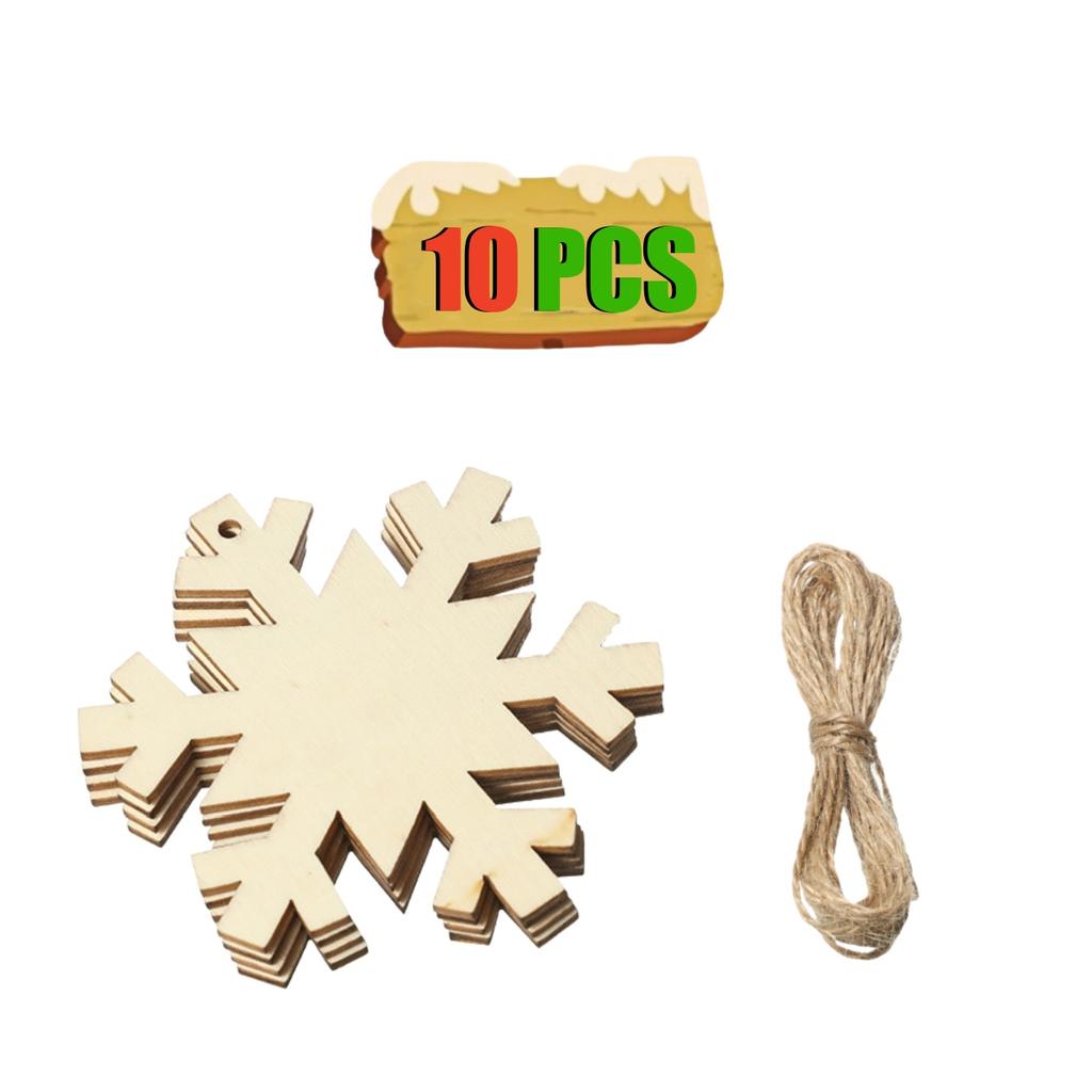 10-50Pcs Wooden Christmas Ornaments Unfinished Wood Slices with Holes Wooden Blanks Pendants for Kid DIY Craft Christmas Tree De