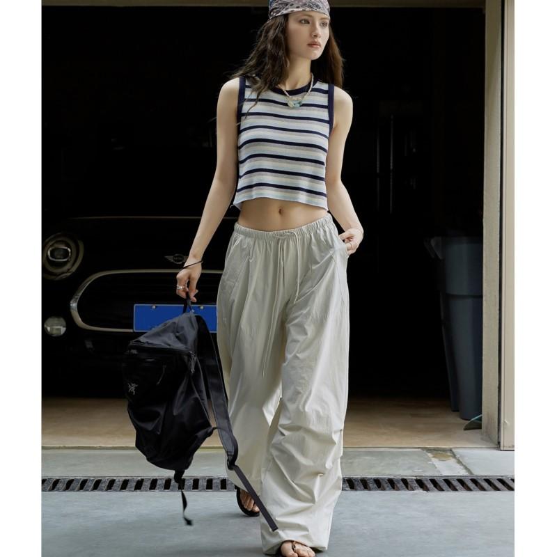 Johnature Summer Korean Street Wide-leg Casual Women Pants Loose Casual Thin Breathable Cargo Pants