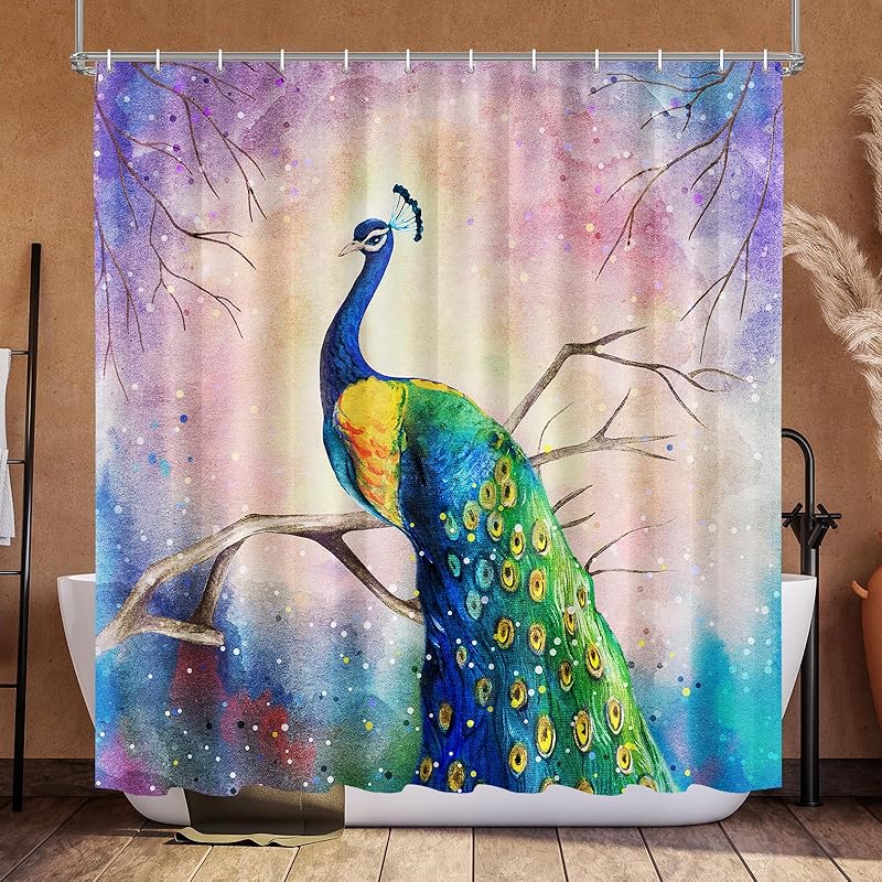 Vimorco Flower Butterfly Shower Curtain, Black Shower Curtains for Bathroom, Waterproof Quick-Dry Polyester Fabric Flower Shower Curtain, Floral Bath