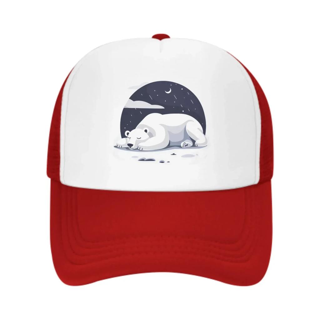 At Night White Bear Sleeps Summer Leisure Sports Daily Sun Hat Fishing Outdoor Unisexs and Womens Truck Caps Fashion