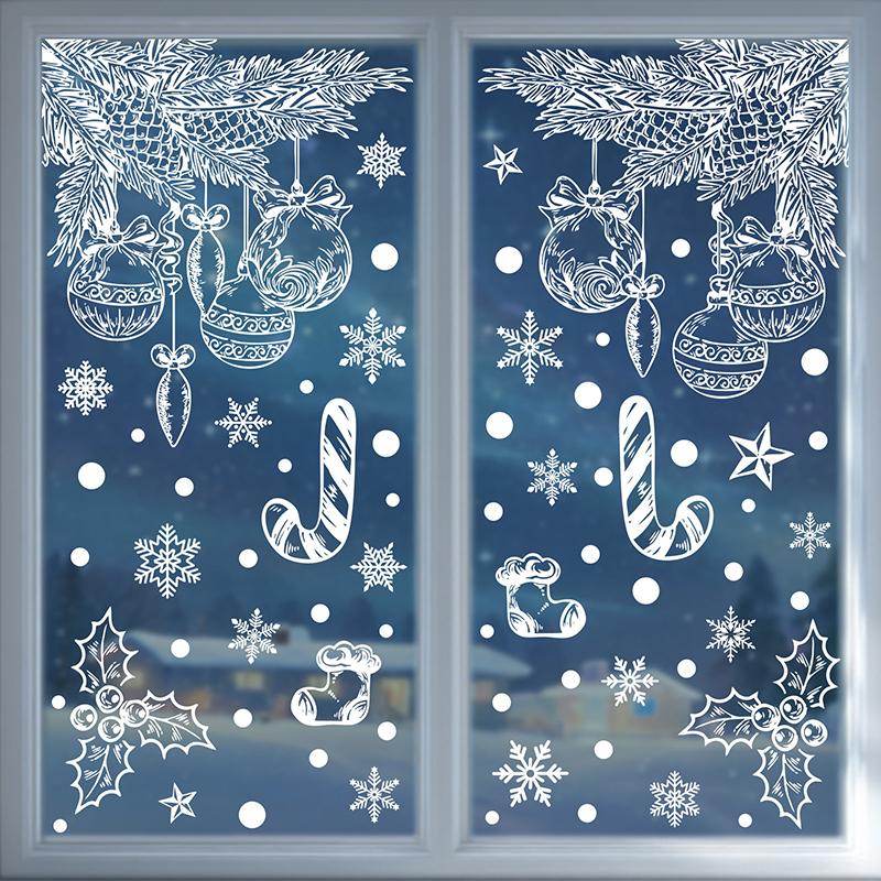 Juldekaler Vinter Snöflinga Älg Statiska Dekaler Julfest Tillbehör Hänge Presentask Fönsterdekaler